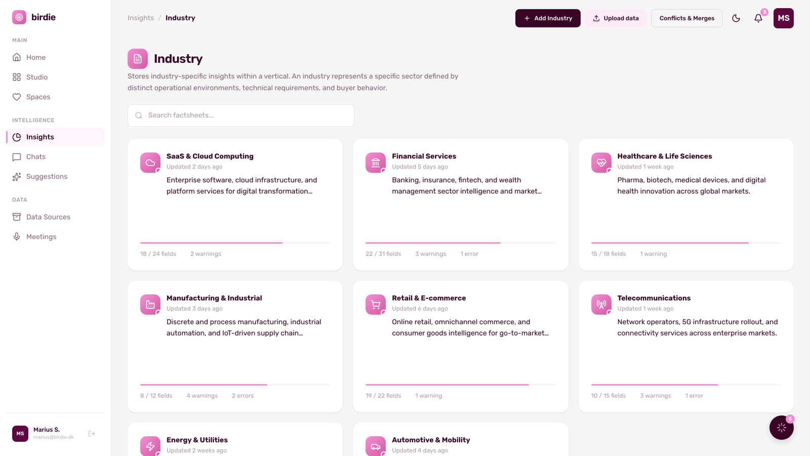 Fact Sheets - Birdie platform